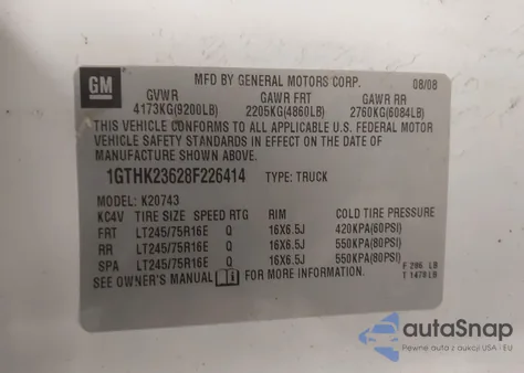 2008 GMC Sierra 2500Hd Work Truck из США, поврежденный, VIN 1GTHK23628F226414